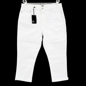 PAIGE Womens Brigitte High Rise Raw Hem Stretch White Jeans Sz 33 Distressed NWT